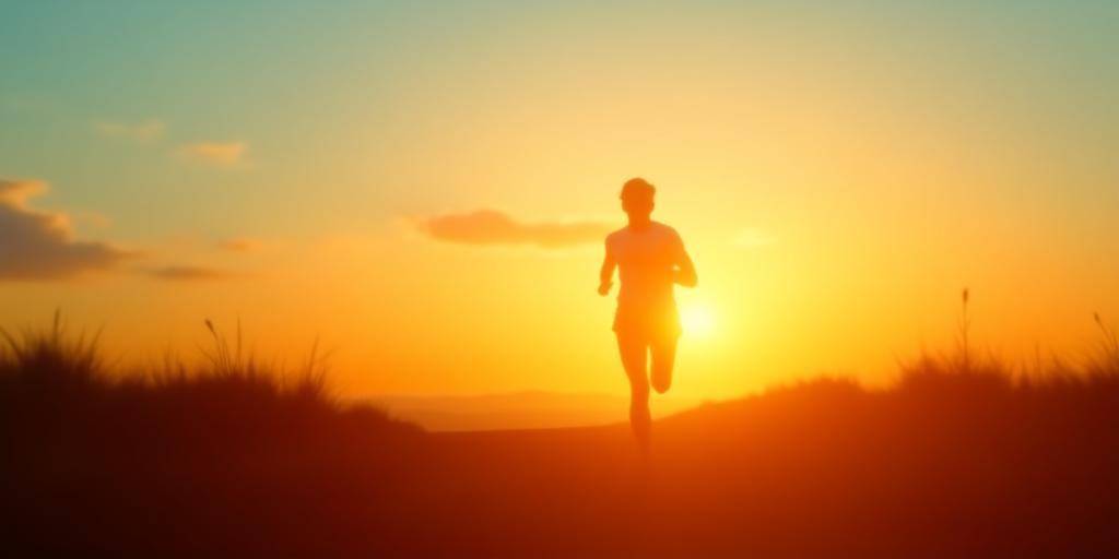 Personne courant au lever du soleil
