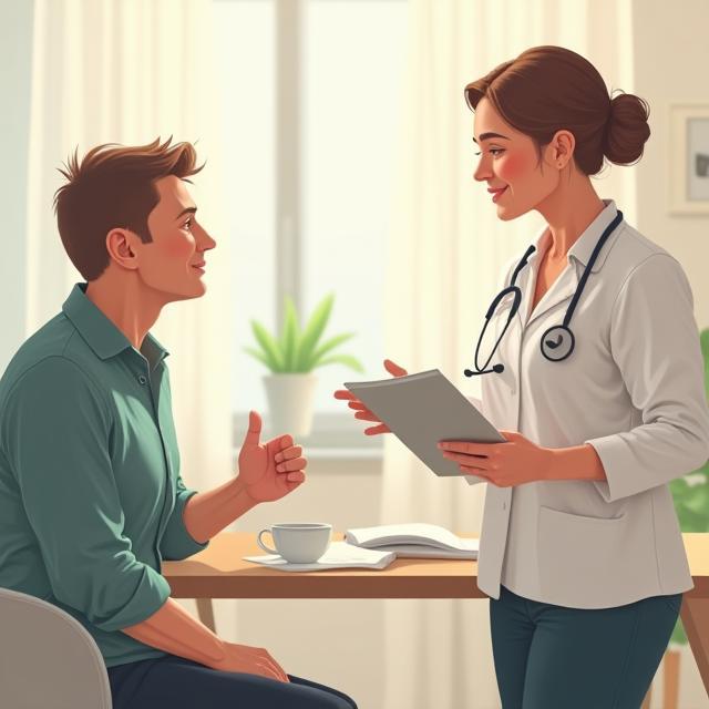 Consultante expliquant un programme bien-être à un patient